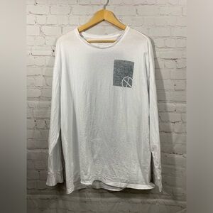Express T-shirt Mens Size Large  White Long Sleeve Graphic Design Crew Neck